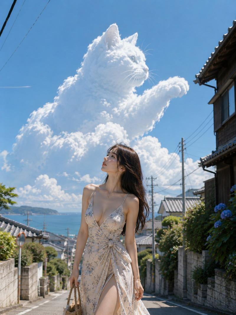 夏日天空的猫咪云