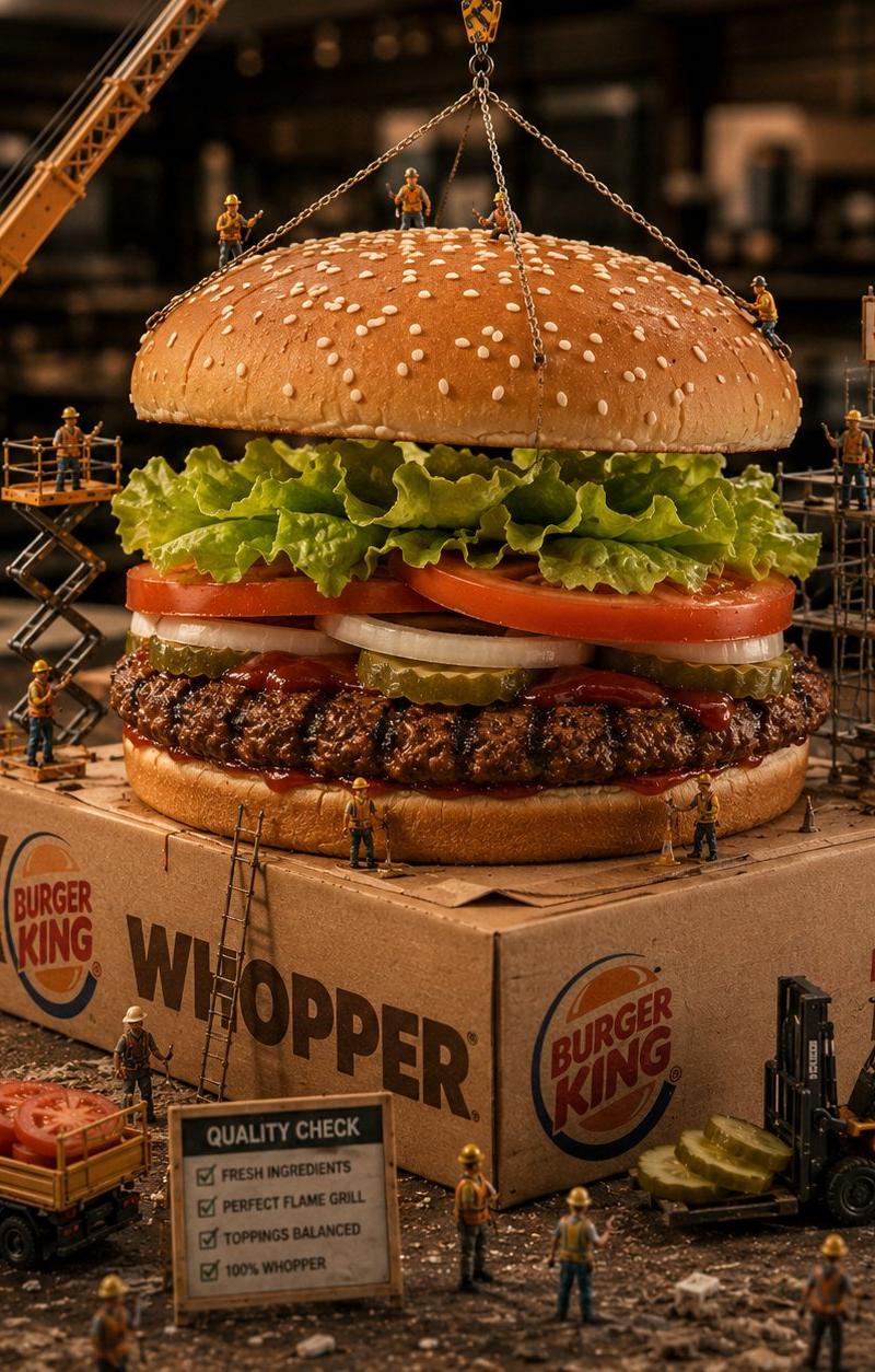 微缩施工队打造巨型 Whopper