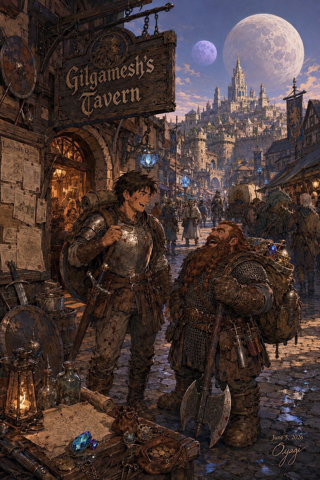 Gilgamesh's Tavern Fantasy Street Scene