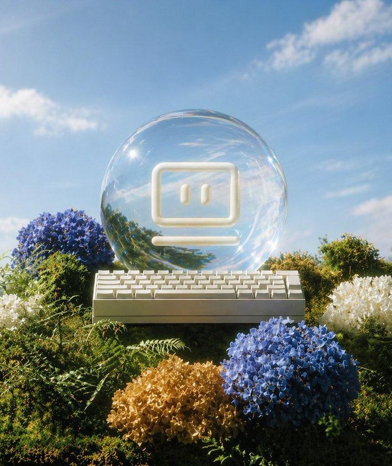 花园中的玻璃 AI 球体