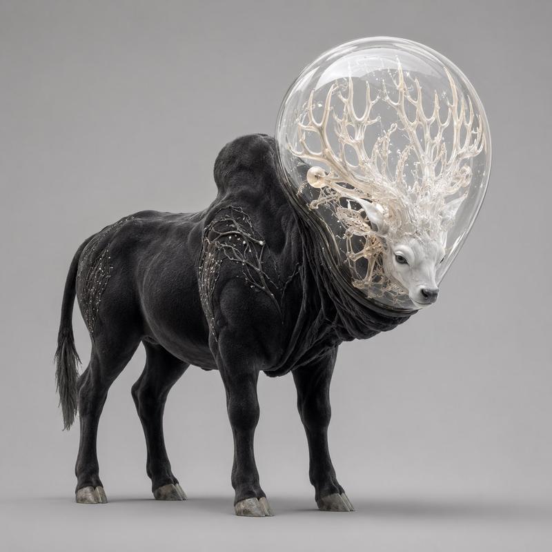 玻璃球鹿角公牛生物