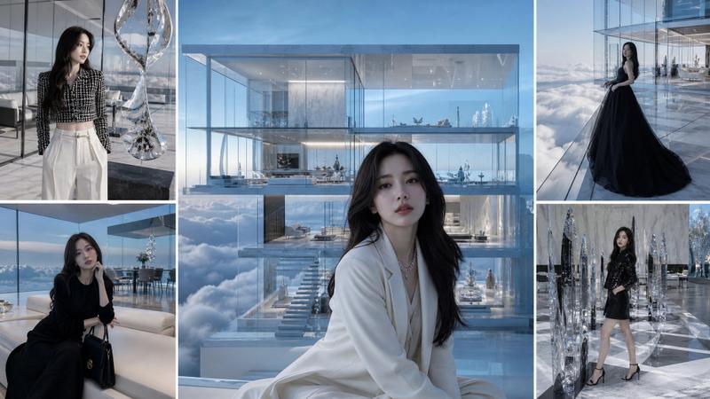 Luxury Glass Sky Penthouse Fashion Collage