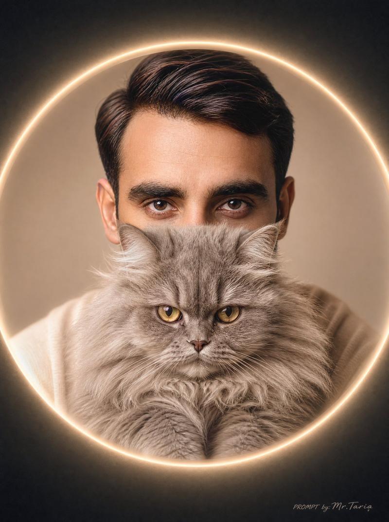 Glowing Cat Profile Portrait