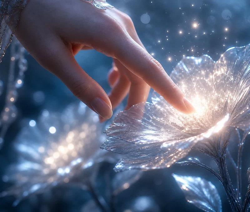 发光水晶花触碰