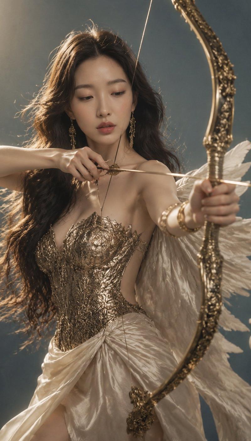 黄金射手女神摄影棚肖像