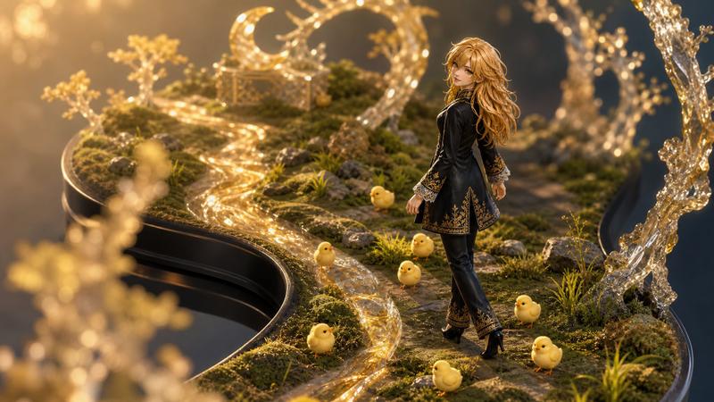 金色幻想立体模型少女