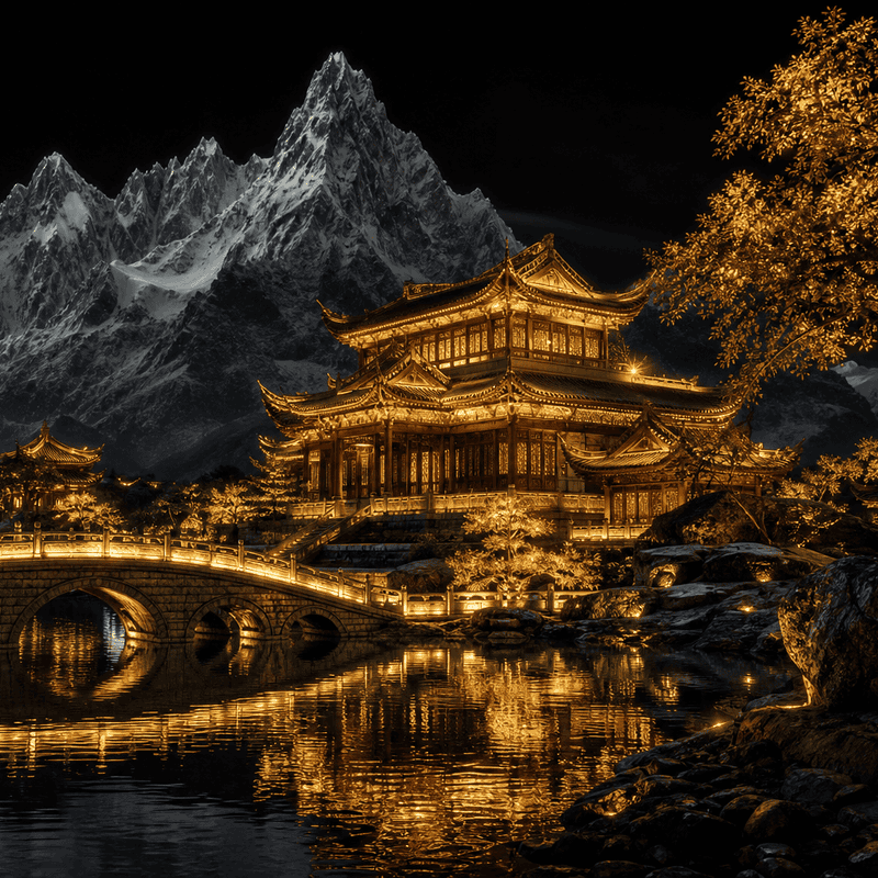 夜色下的金庙湖