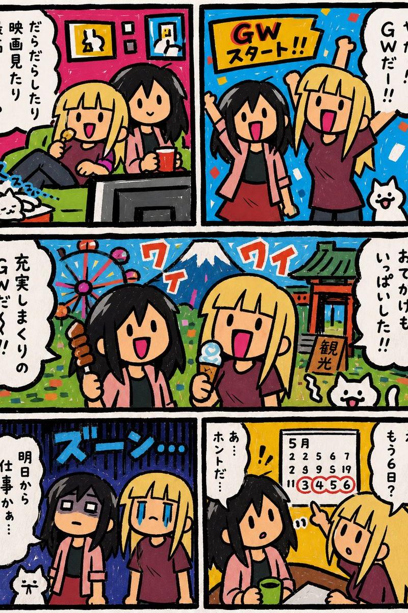 黄金周六格漫画
