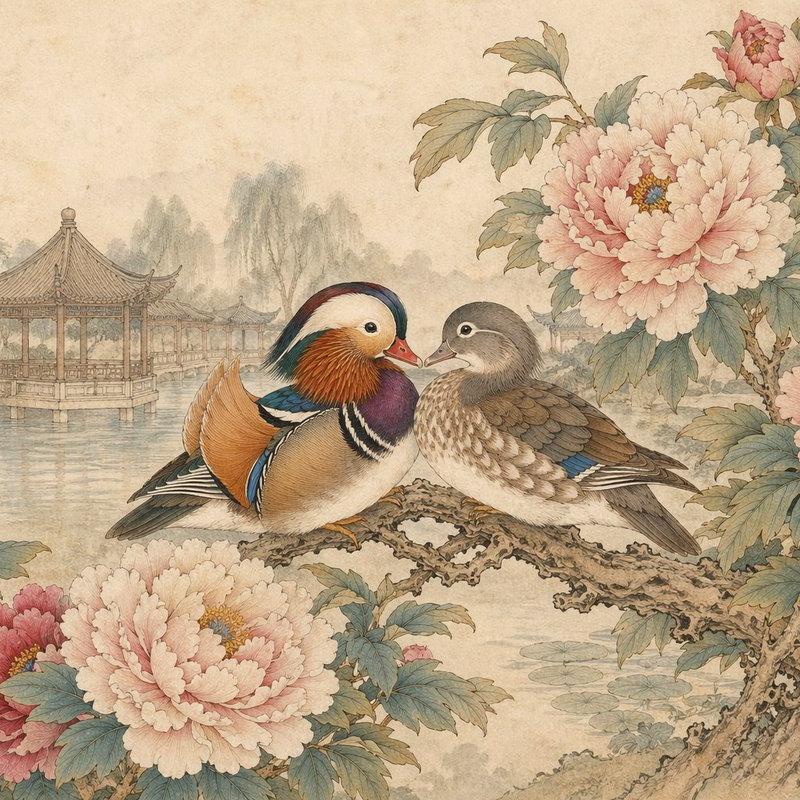 传统工笔重彩花鸟画