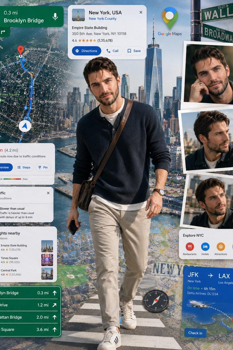 受 Google Maps 启发的数字拼贴海报