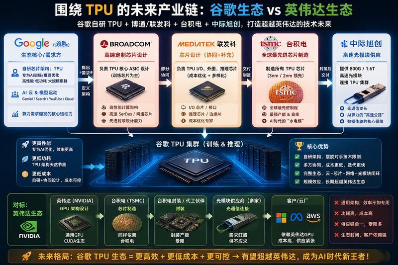 Google TPU 与 Nvidia 生态系统信息图