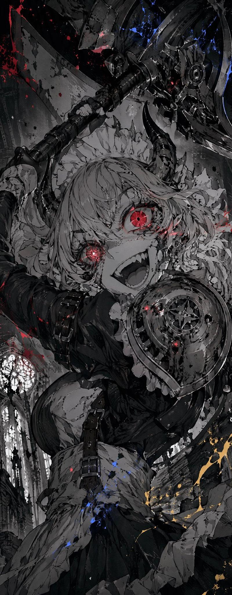 废墟大教堂中的狂野哥特恶魔少女