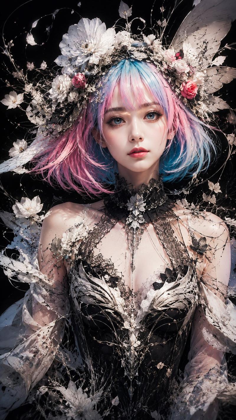 哥特风花卉精灵肖像