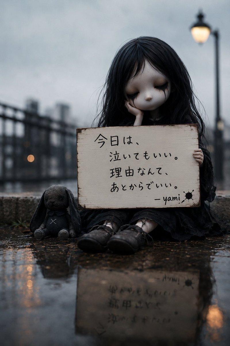 雨中哥特风 Yami 标牌肖像
