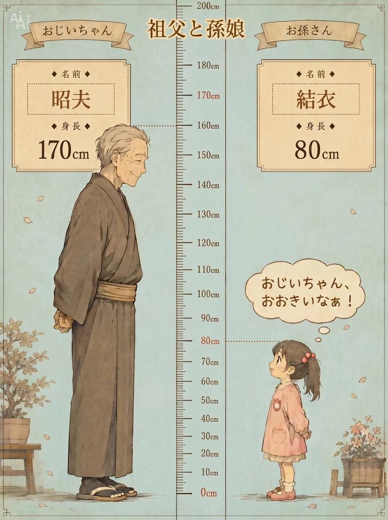 祖父与孙女身高对比图
