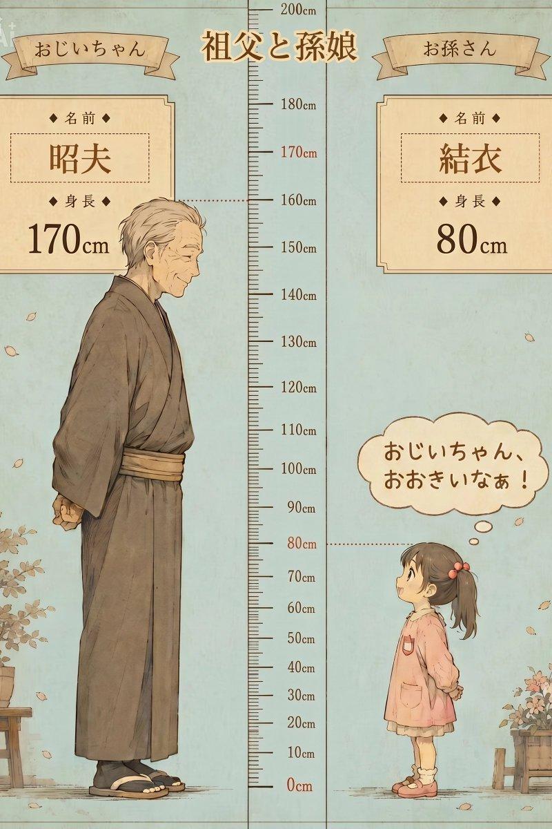 祖父与孙女身高对比图