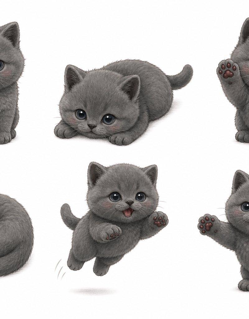 灰色小猫表情包贴纸预览图