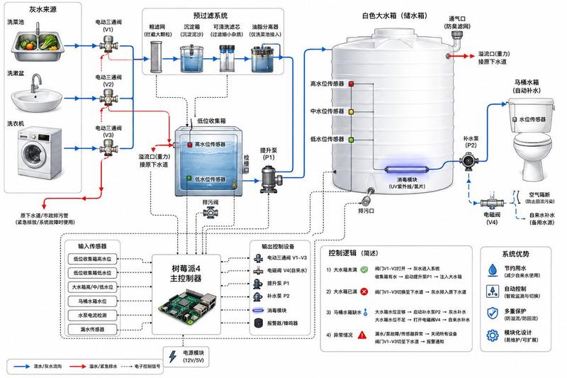 住宅中水回收系统示意图