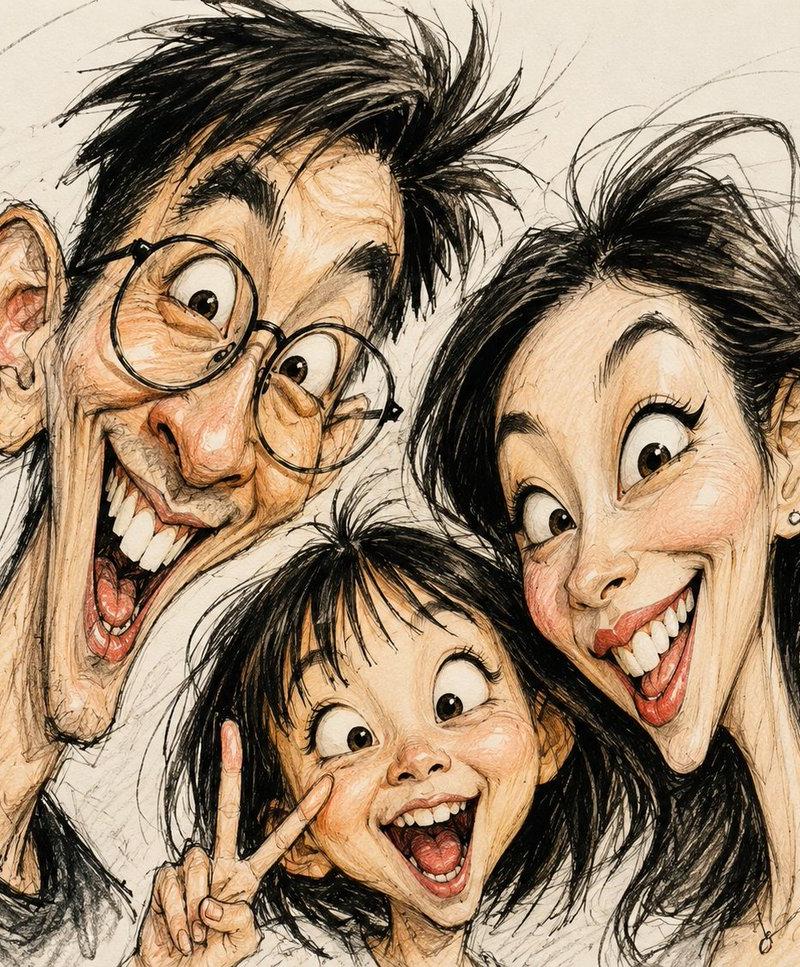 怪诞时尚讽刺素描