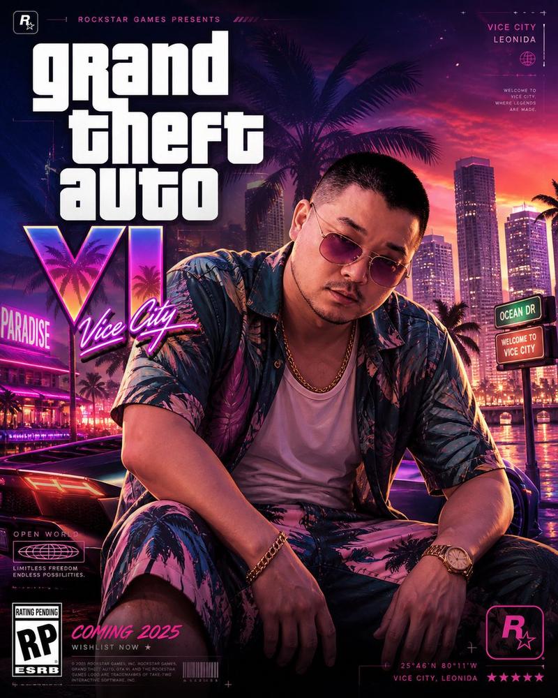GTA VI 风格 8K 电影感海报