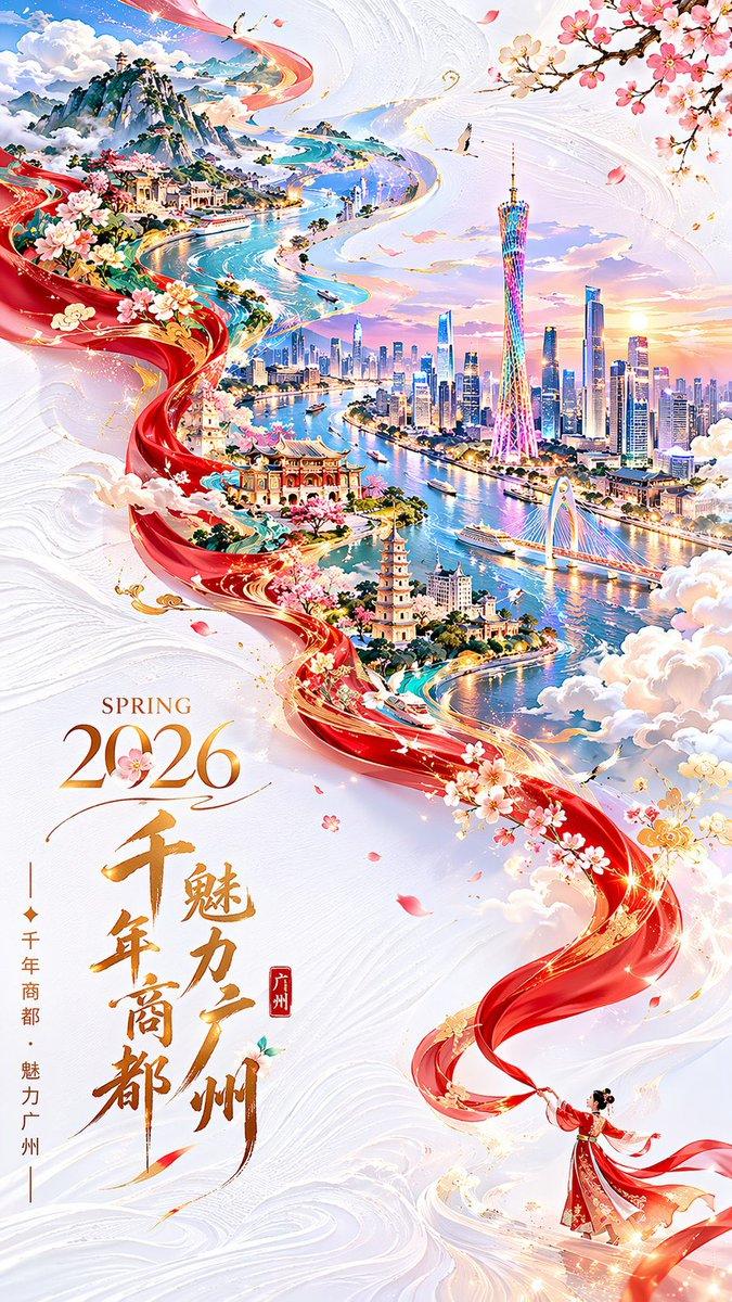 广州春节双重曝光海报