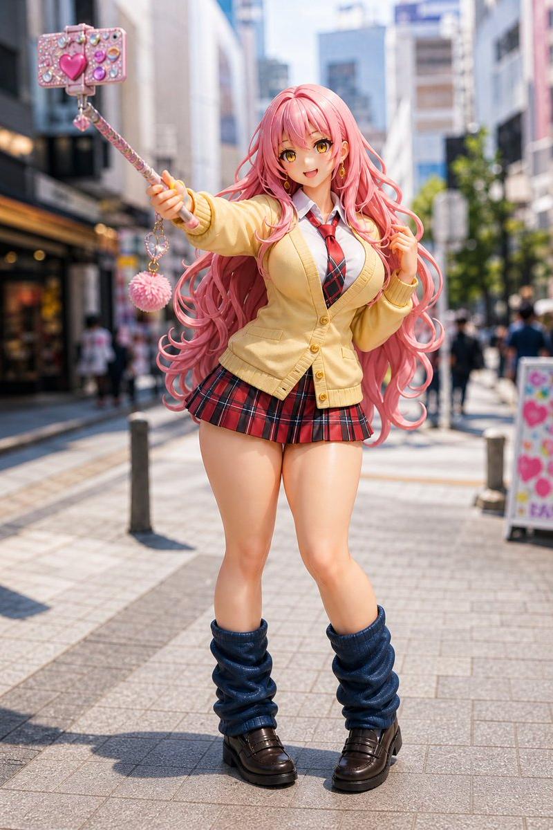Pink Gyaru Figurine Street Photo
