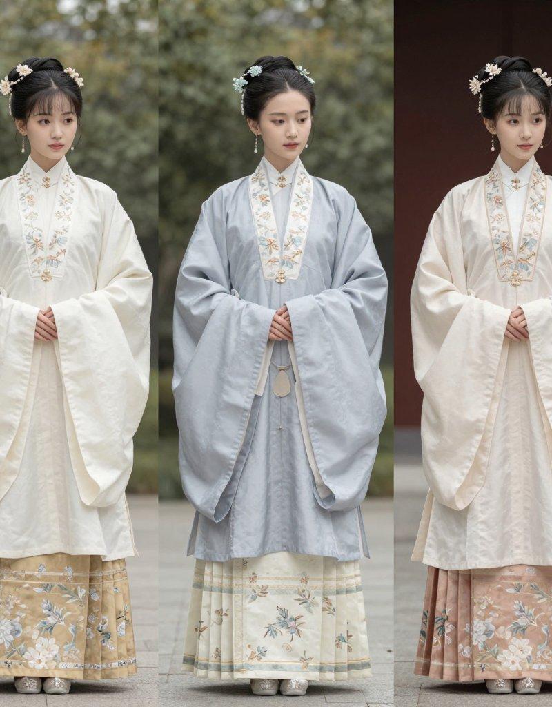 三款汉服造型对比