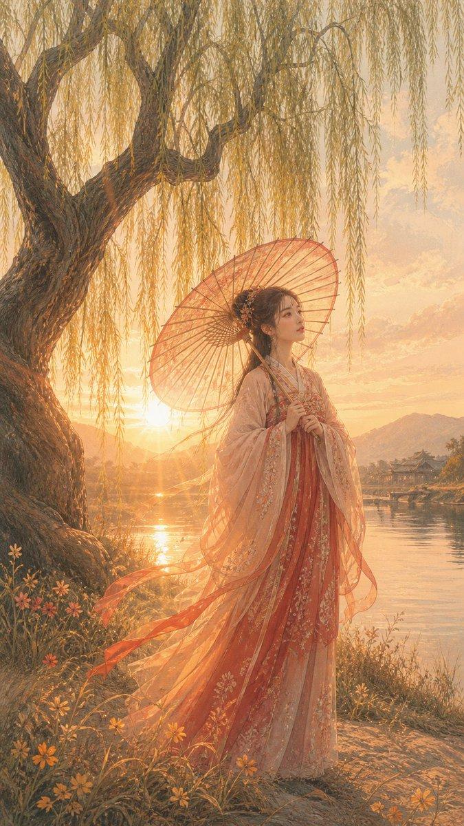 柳湖汉服夕照