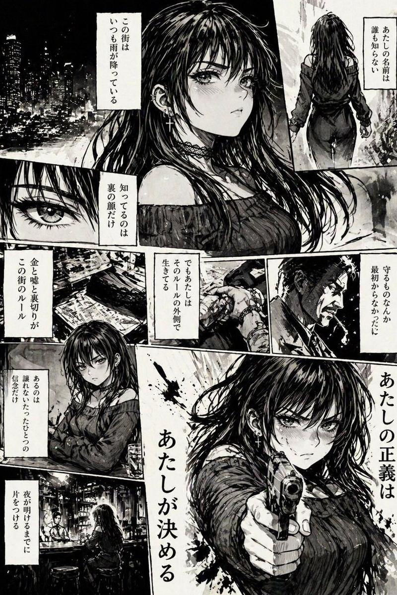 硬派黑色电影风格漫画女性页面