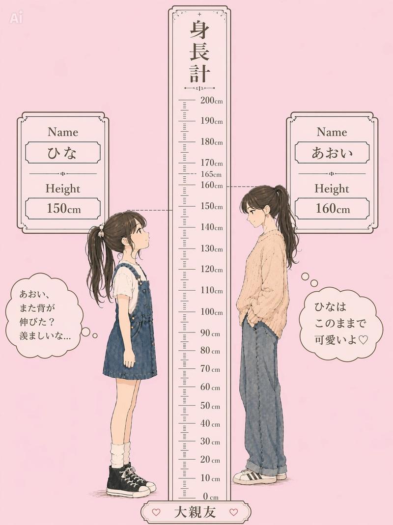马卡龙色系身高差闺蜜插画