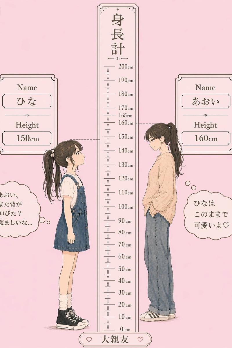 马卡龙色系身高差闺蜜插画