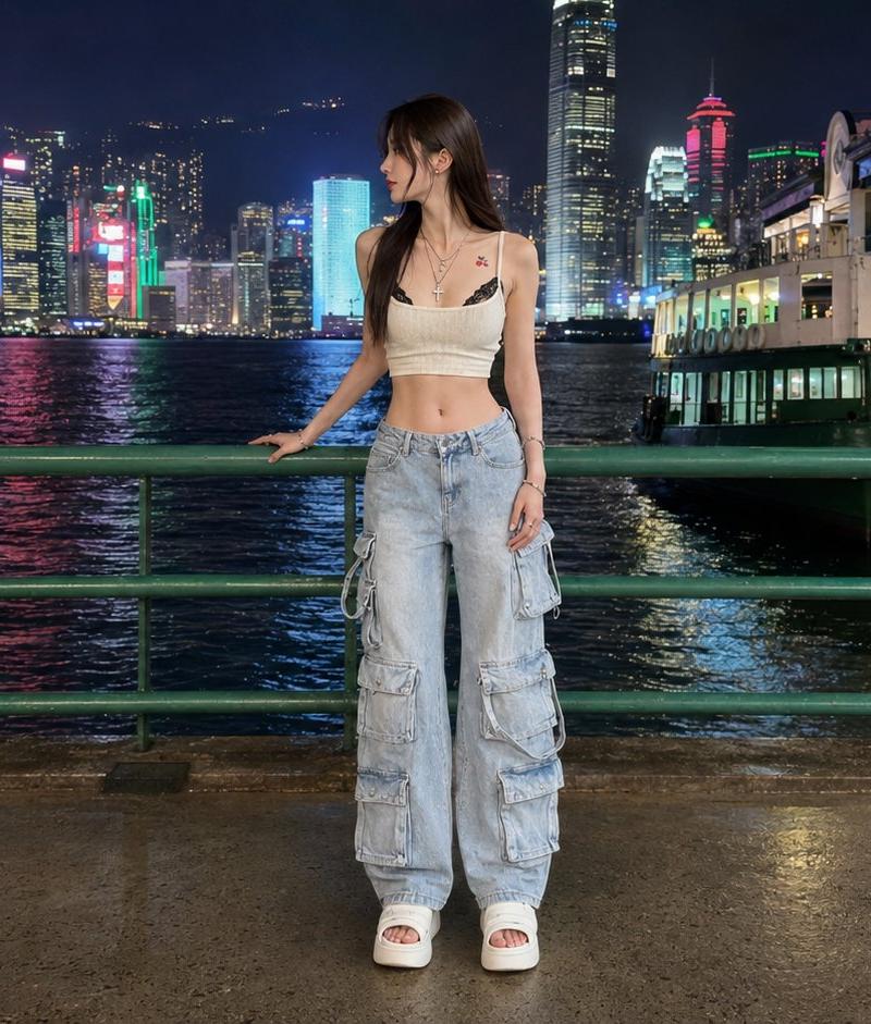 香港海滨夜景人像