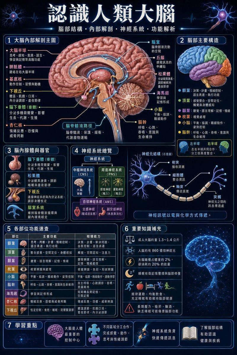 繁体中文人类大脑信息图