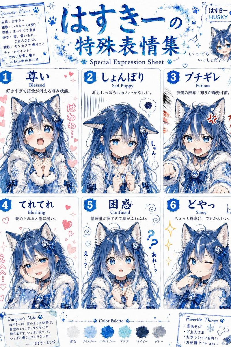 哈士奇少女表情包设计图