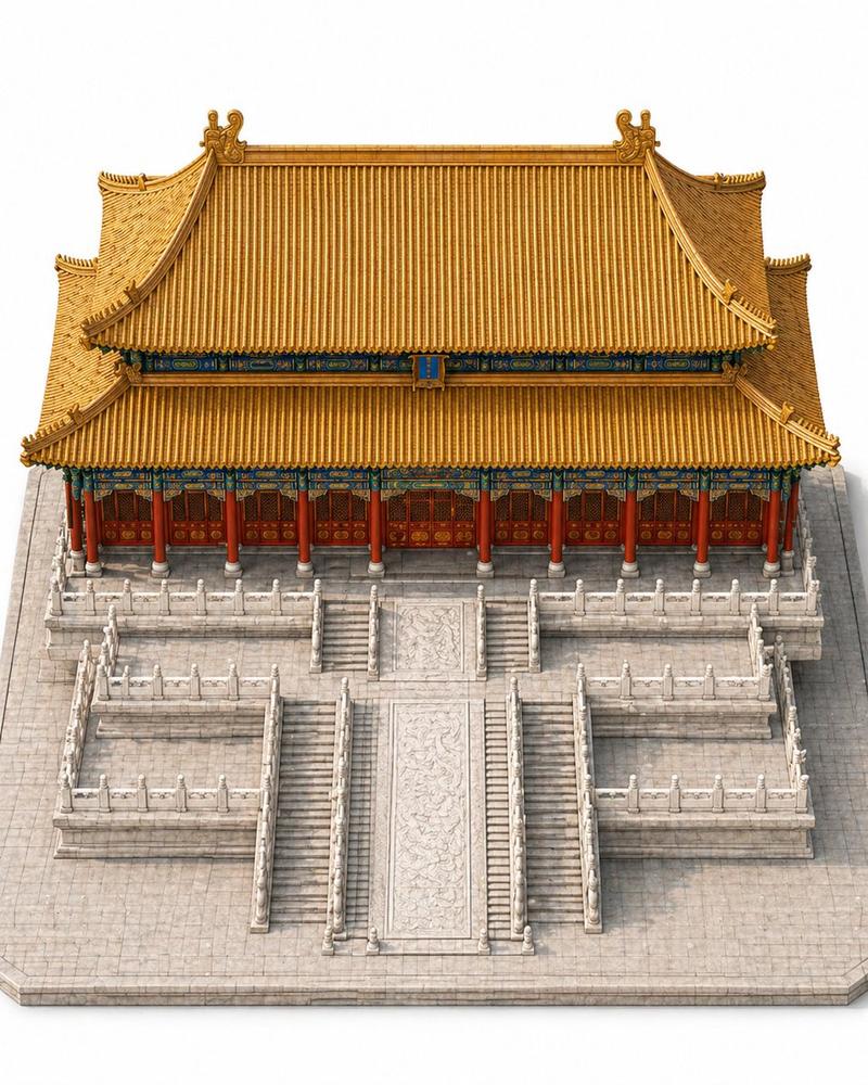 中式皇家宫殿建筑模型渲染