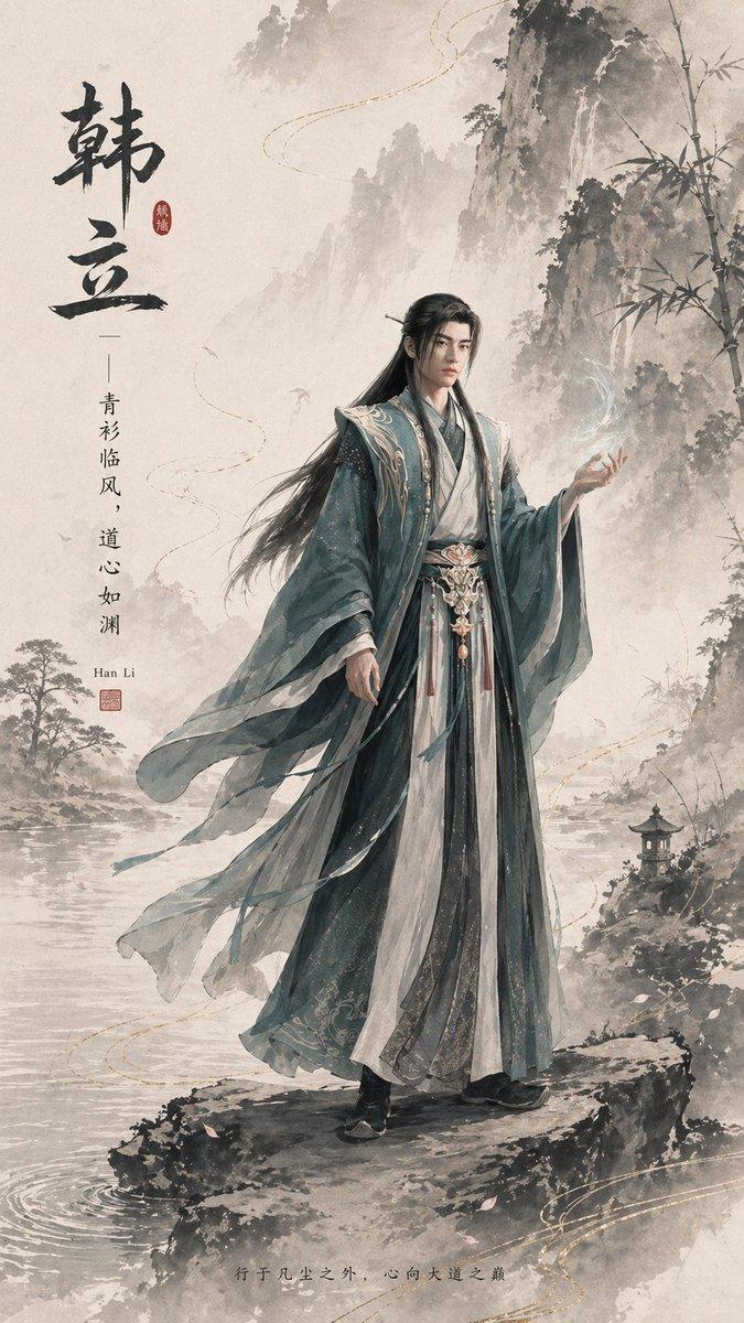 水墨风韩立角色海报