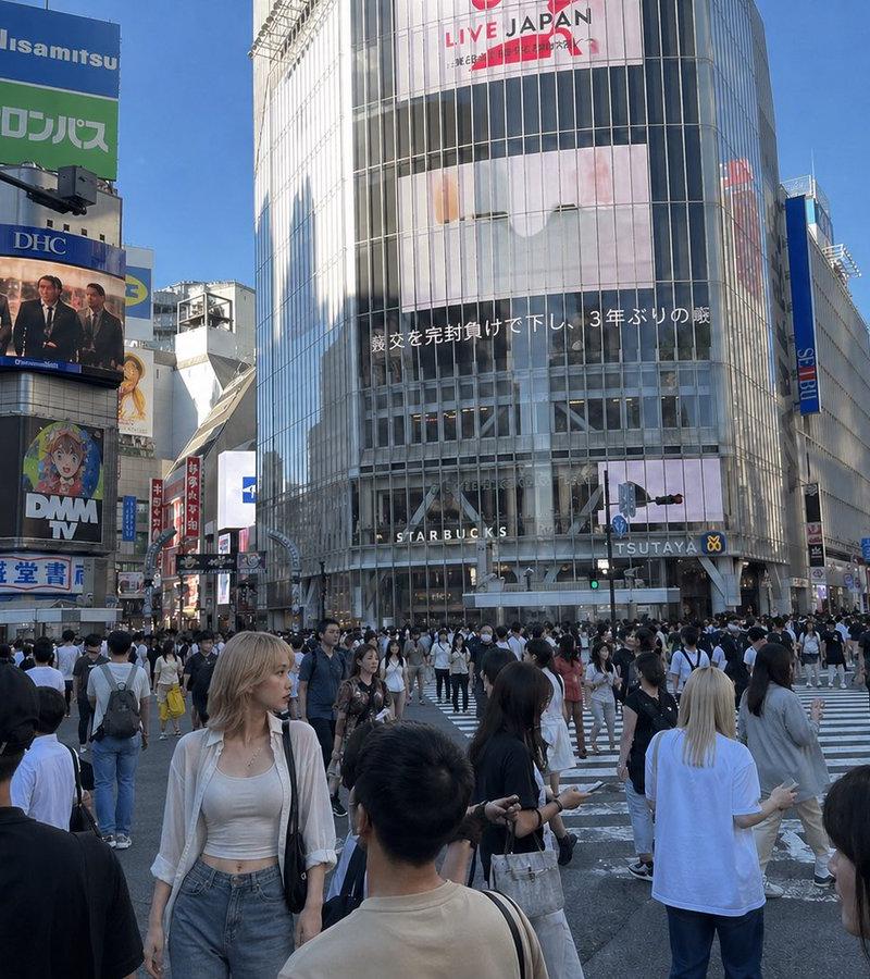 将参考人物置入涩谷场景
