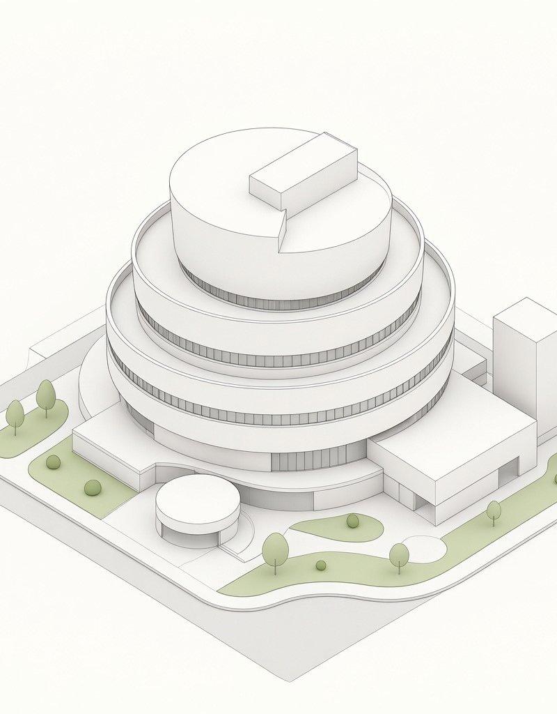 等轴测圆形博物馆建筑