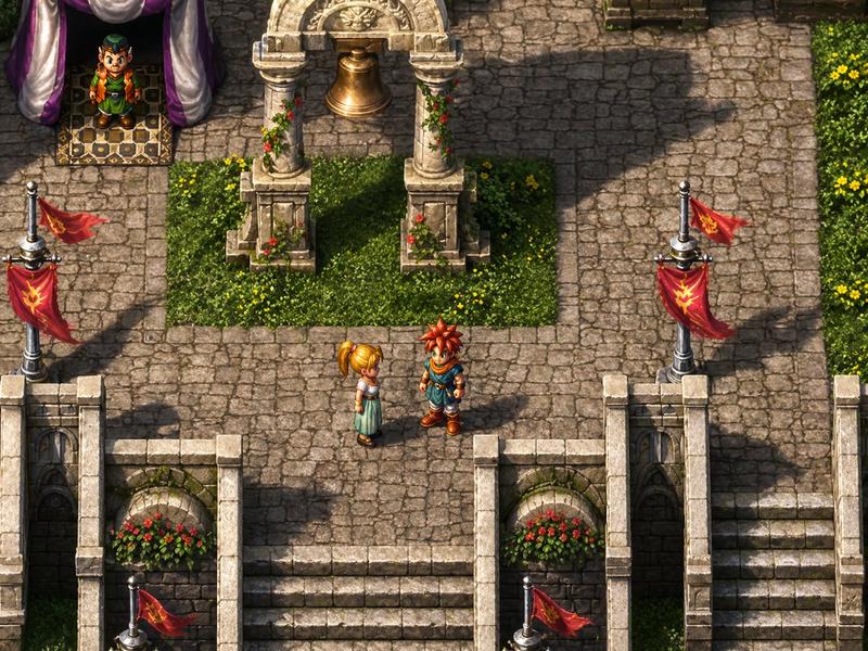 等距视角 JRPG 城镇广场场景