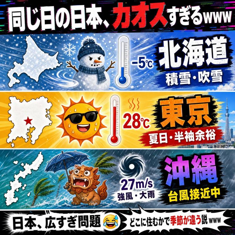 日本天气混乱梗图