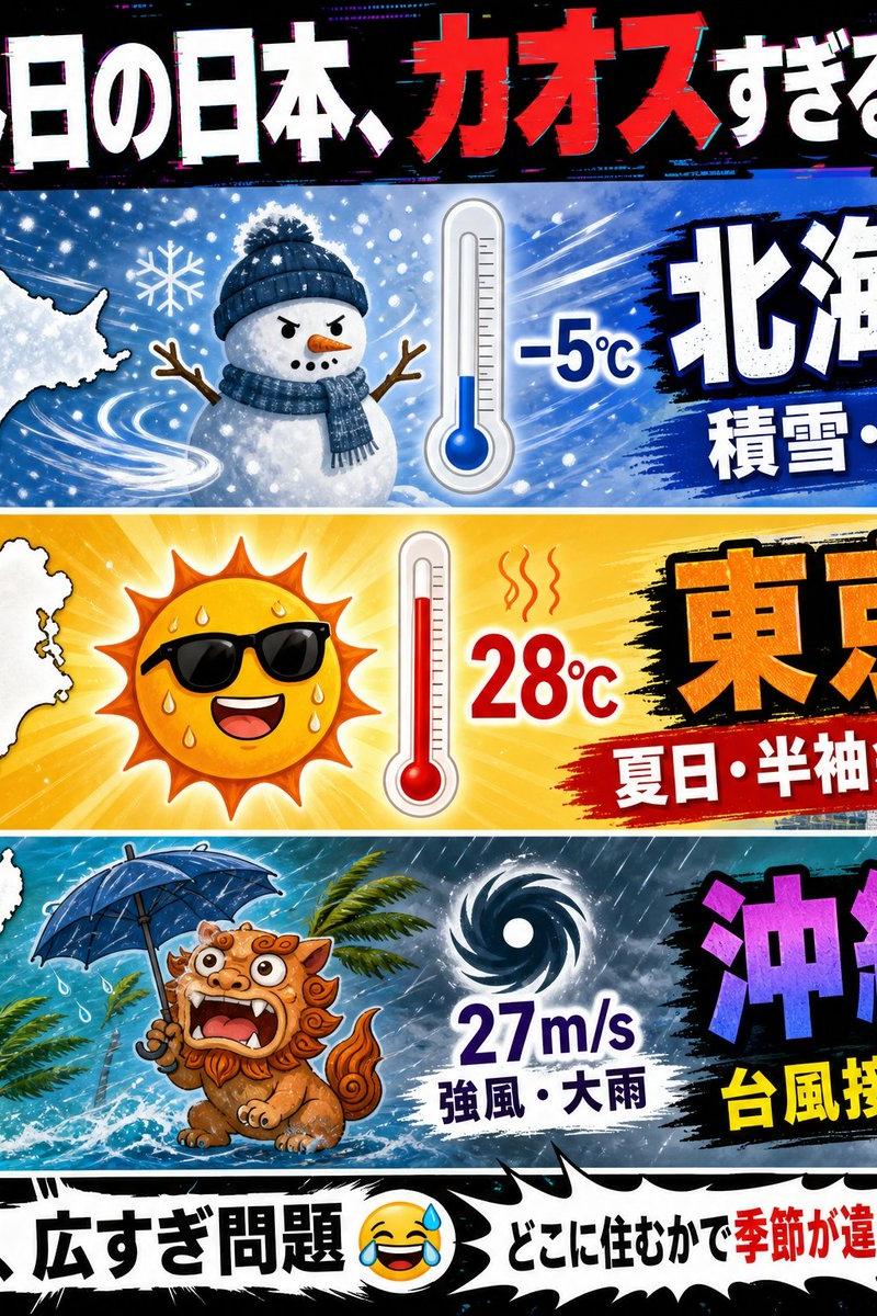 日本天气混乱梗图