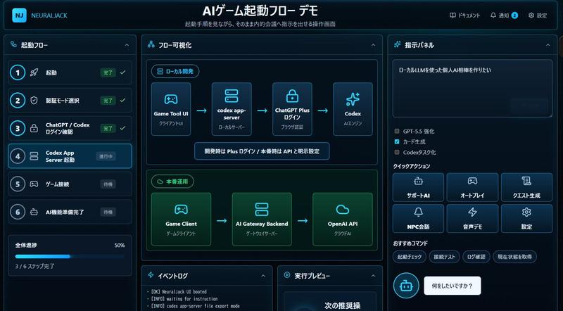 日系 AI 游戏启动仪表盘