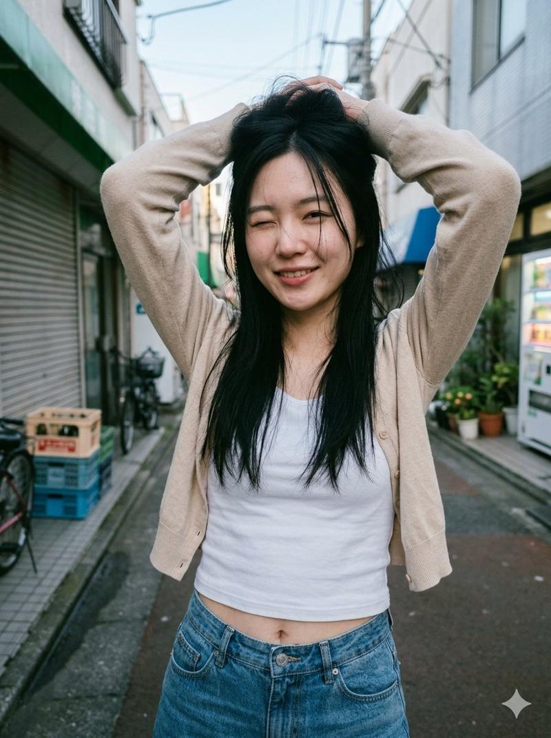 日本小巷人像（面部模糊处理）