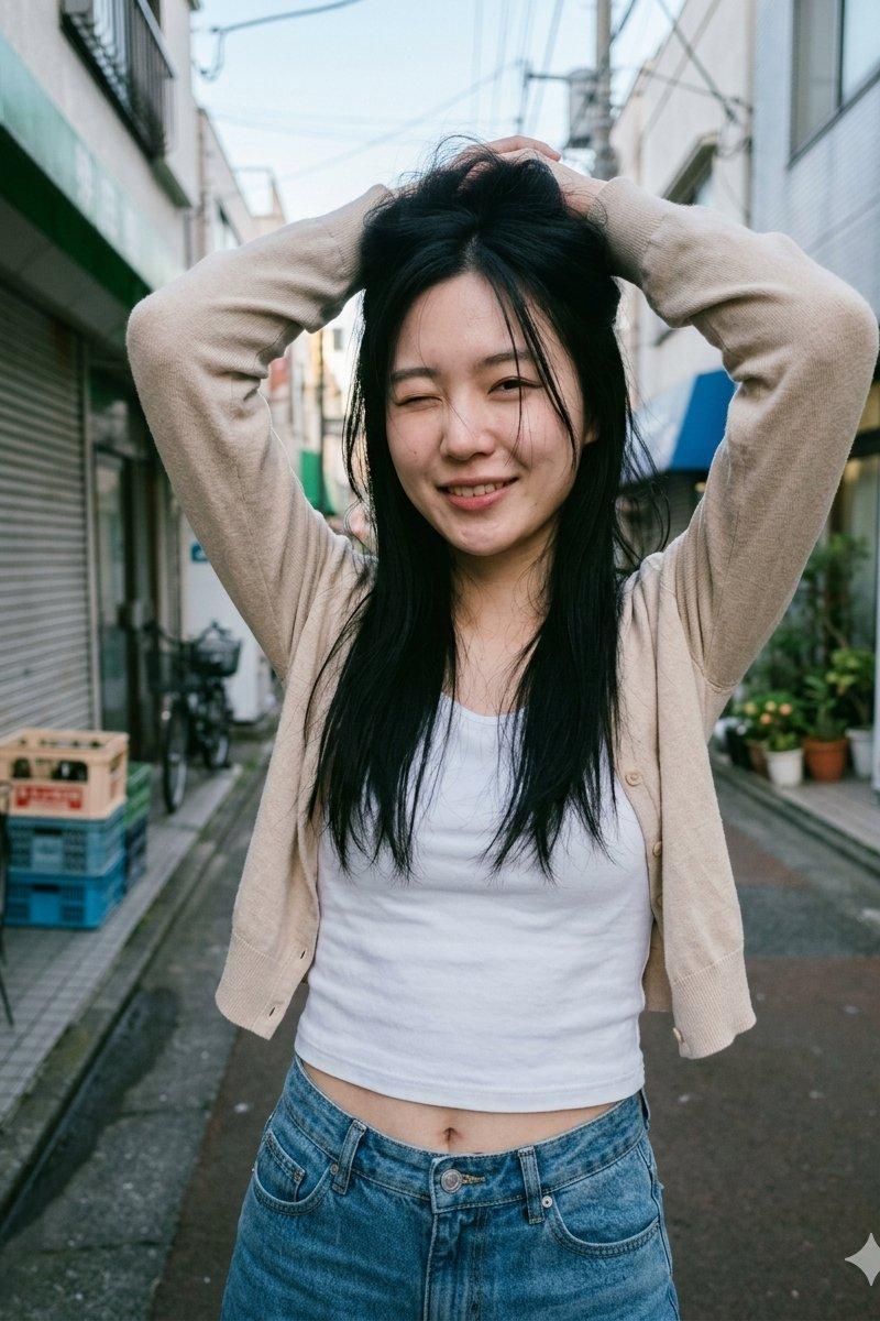 日本小巷人像（面部模糊处理）