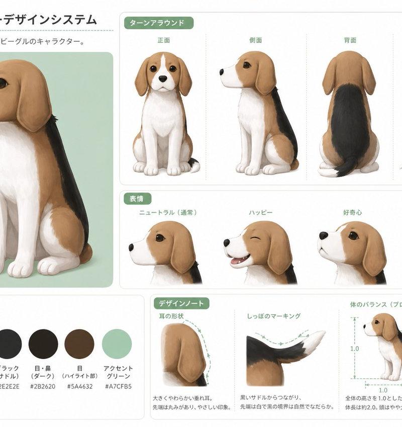 日式比格犬角色设计图