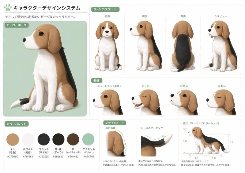 日式比格犬角色设计图