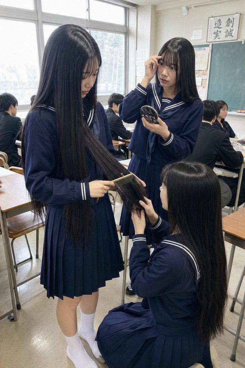 日本教室长发快照