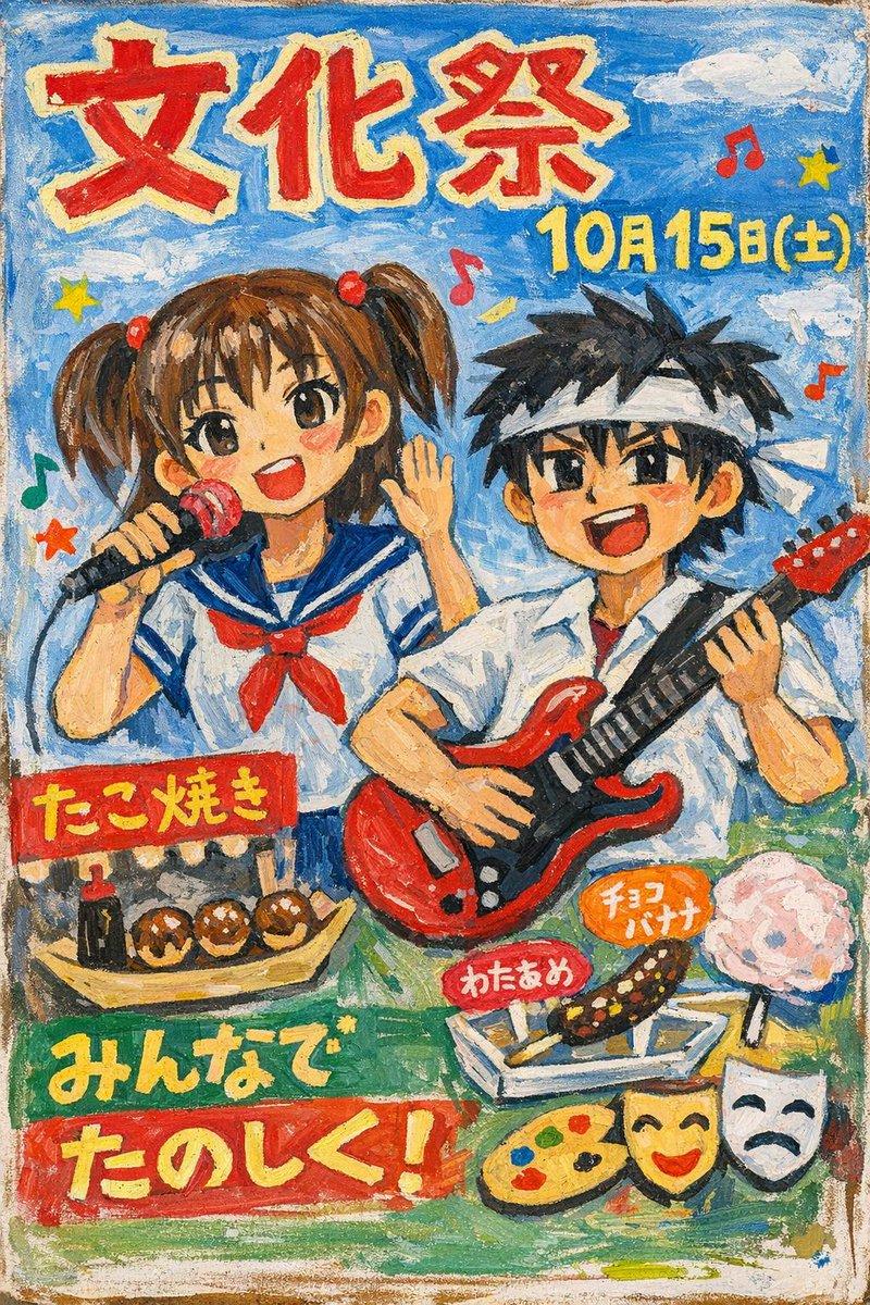 手绘风日本文化祭海报