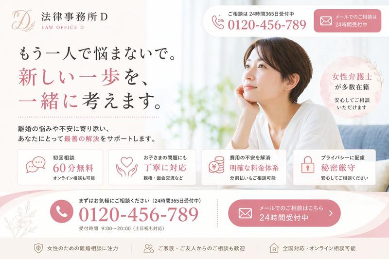 优雅的日本离婚法律服务 LP 首屏设计