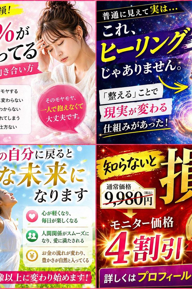 日式四格治愈系广告拼图